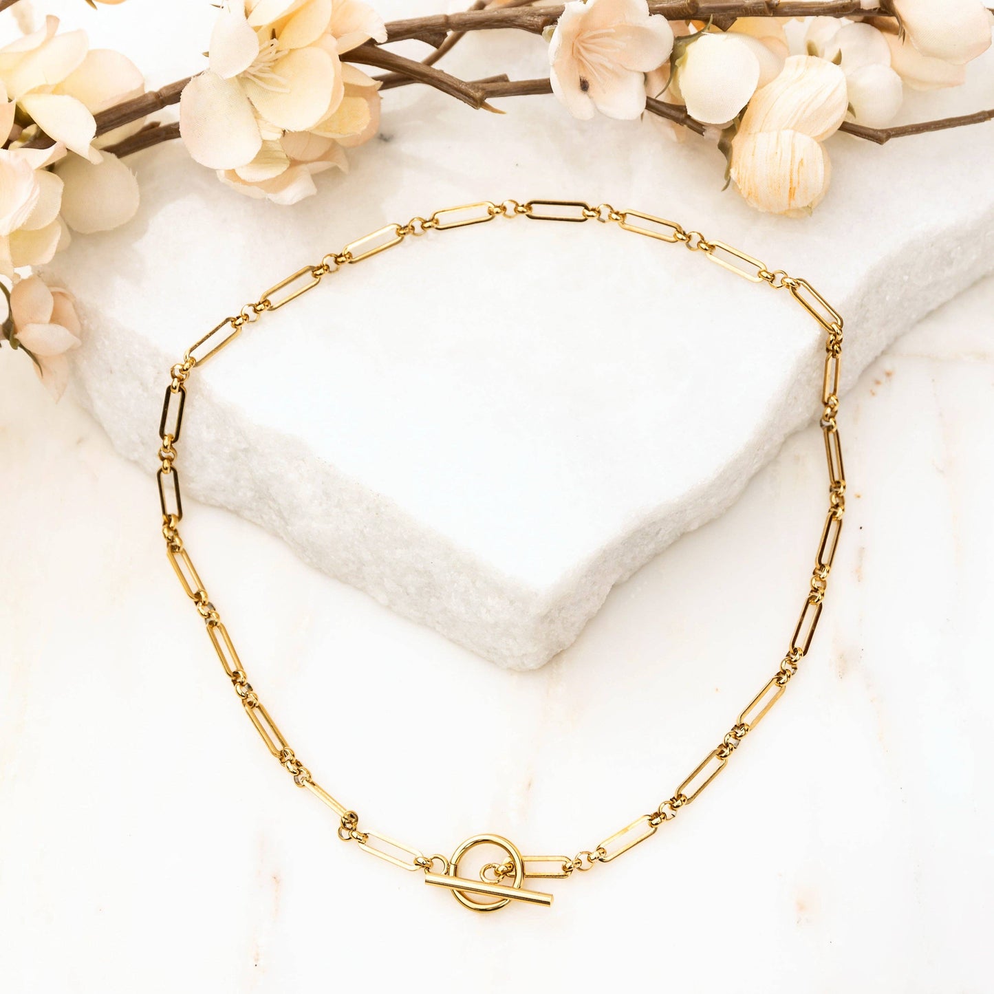 Aili's Corner - 18K STAINLESS STEEL TOGGLE CHAIN NECKLACE