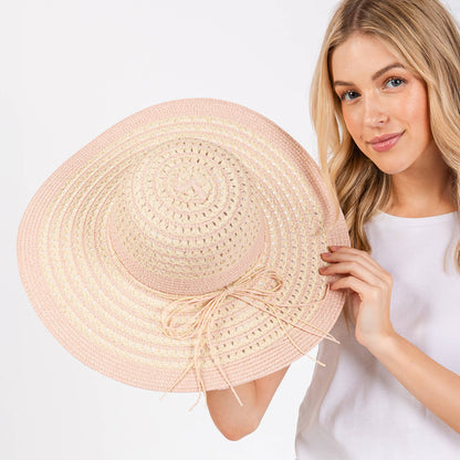 Hana - Striped Pattern Wide Brim Summer Floppy Sun Hat