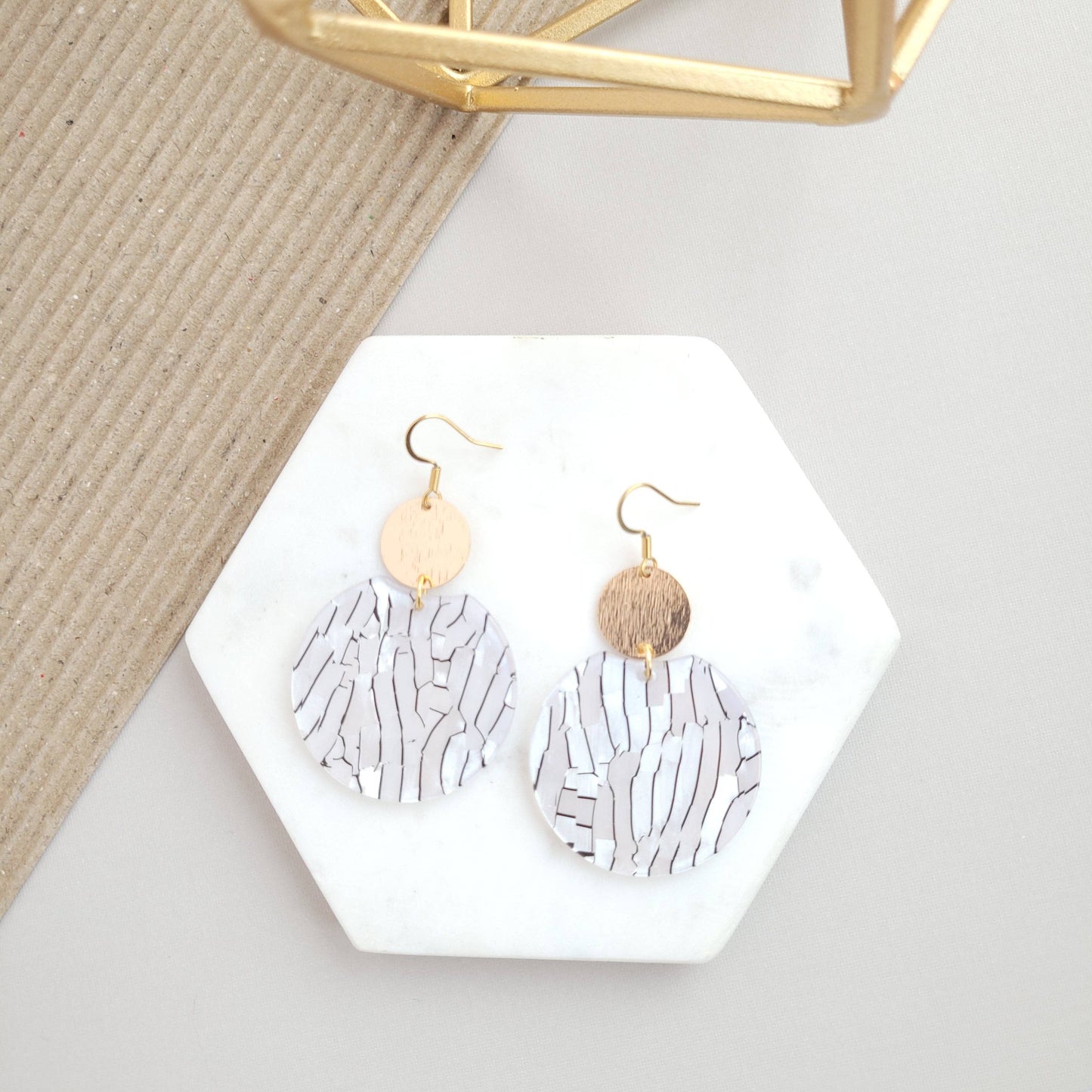 Spiffy & Splendid - Zoey Earrings - Pearl Black Stripe //Jewelry, Gifts