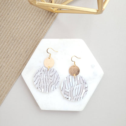 Spiffy & Splendid - Zoey Earrings - Pearl Black Stripe //Jewelry, Gifts