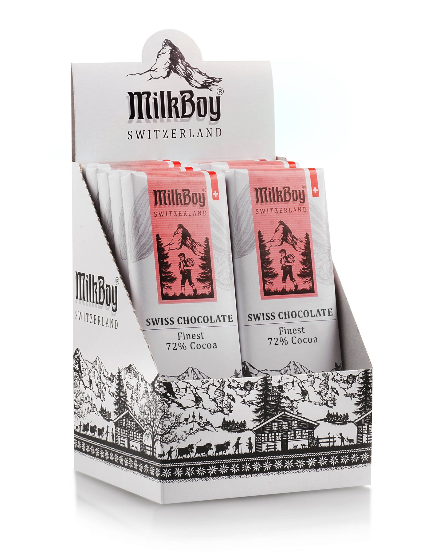 Milkboy Swiss Chocolates - Finest 72% Cocoa Snack Size Bars 1.4oz