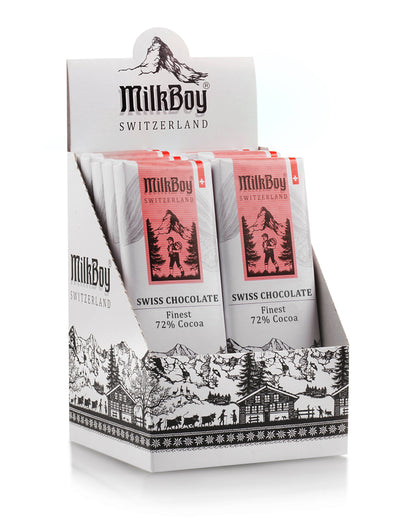 Milkboy Swiss Chocolates - Finest 72% Cocoa Snack Size Bars 1.4oz