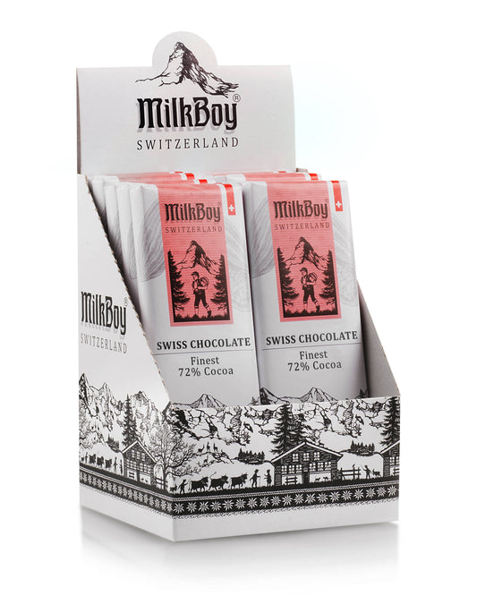 Milkboy Swiss Chocolates - Finest 72% Cocoa Snack Size Bars 1.4oz
