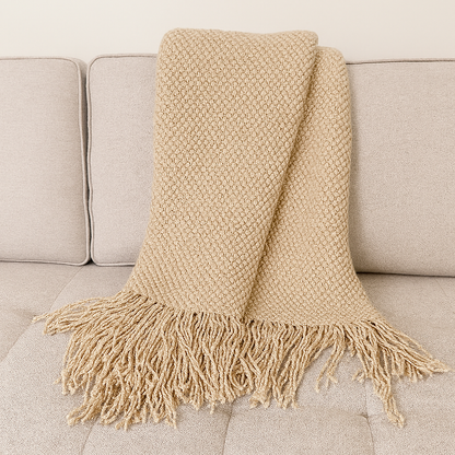 Fennco Styles - Knit Textured 50"x60" Throw Blanket with Fringe