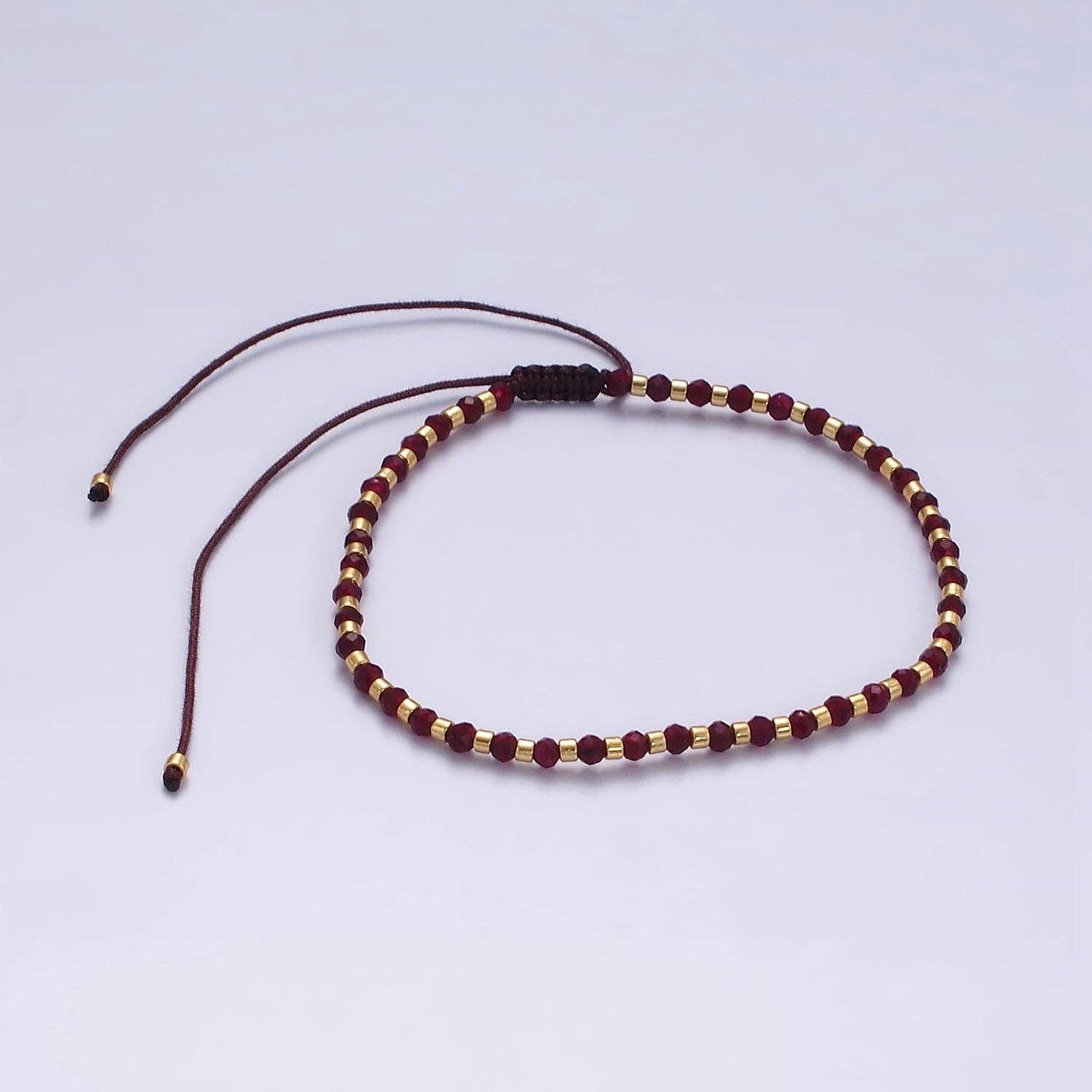 Aim Eternal - 14K Gold Filled Garnet Multifaceted Red Rope Adjustable Friendship Bracelet | WA-2016 ~ WA-2164
