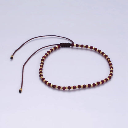 Aim Eternal - 14K Gold Filled Garnet Multifaceted Red Rope Adjustable Friendship Bracelet | WA-2016 ~ WA-2164