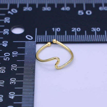 Aim Eternal - Minimalist Ring Gold Open Ring Wave Curvy Ring, Thin Ring Gold Ring Dainty Stackable Ring Adjustable Ring.R-084