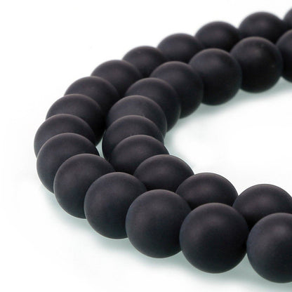 CRCBEADS - Black Onyx Matte Round Beads 4mm 6mm 8mm 10mm 12mm Approx 15.5" Strand