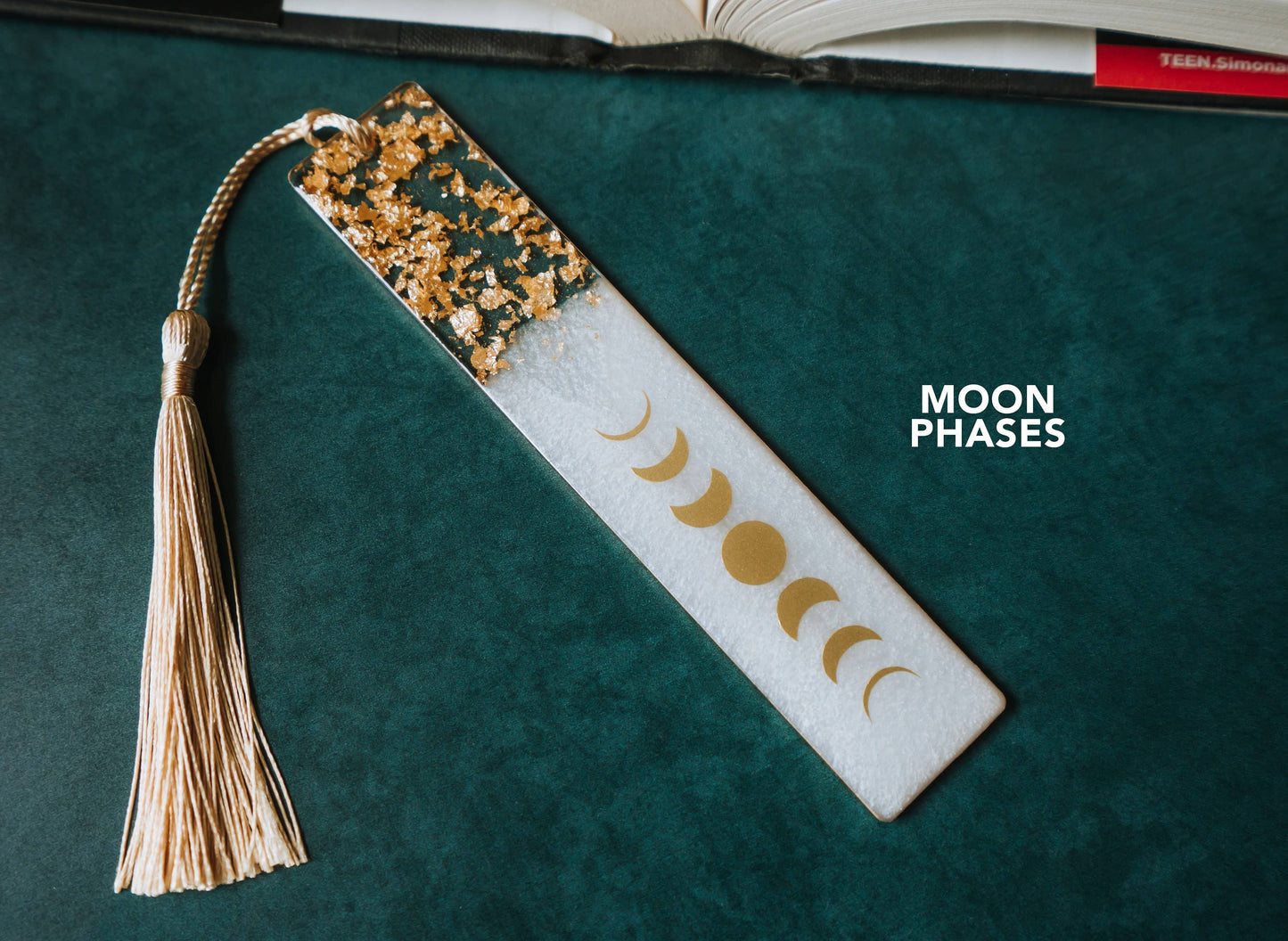 Dège Creative - White Moon Phases & Geode Bookmark
