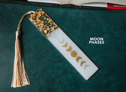 Dège Creative - White Moon Phases & Geode Bookmark