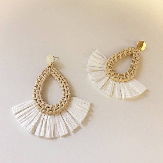 Dipped Shop - Scalloped Tassel Rattan Vacation Earrings DPJE1716