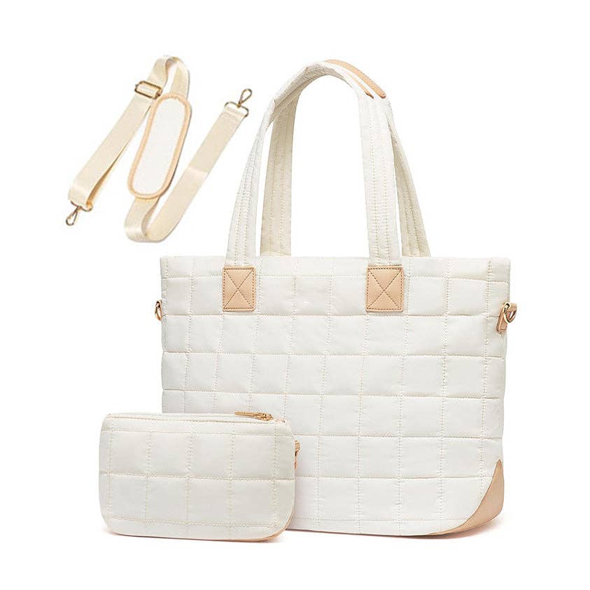 Aili's Corner - Mila Quilted Traveler Tote with Mini Clutch