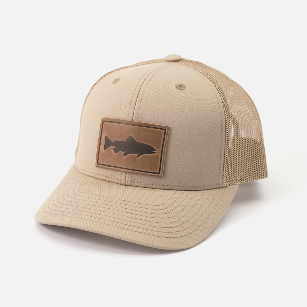 Range Leather Co. - Trout Hat - Leather Patch Trucker Cap