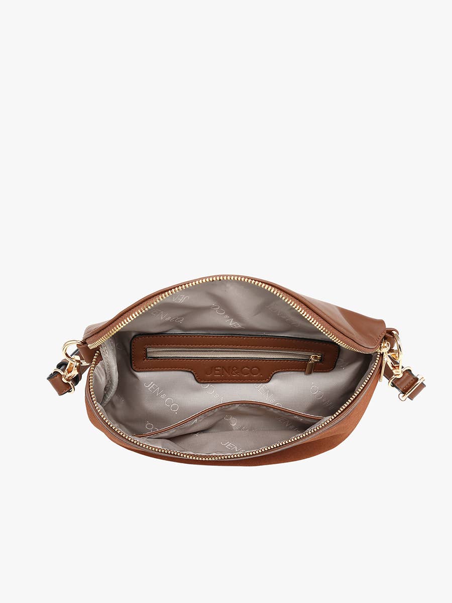 Jen & Co. - Regina Faux Suede Sling Bag w/ Vegan Leather Trim | M2882