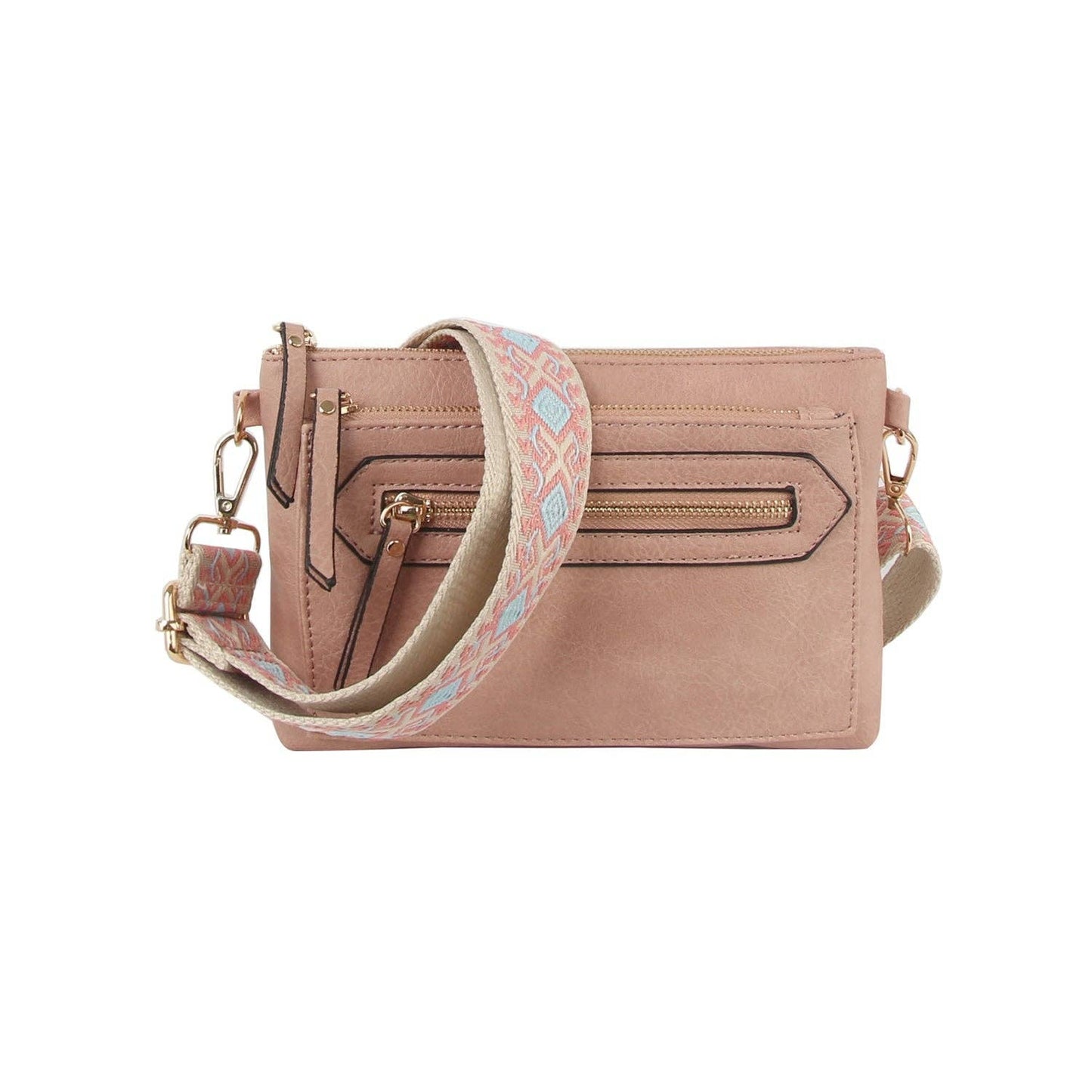 Handbag Factory Corp - Small retangular front zipper guitar strap crossbody