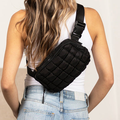 Aili's Corner - Evyn Quilted Puffer Sling Crossbody Belt Bum Fanny Waist Bag