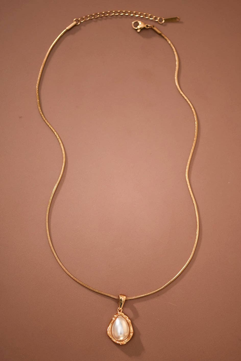 MA219 Mia Accessories - 18K Gold PVD Plated Stainless Steel Minimal Pearl Necklace – 7977