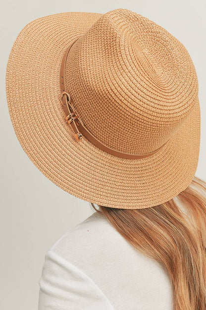 Hana - PU Leather Buckled Band Panama Hat