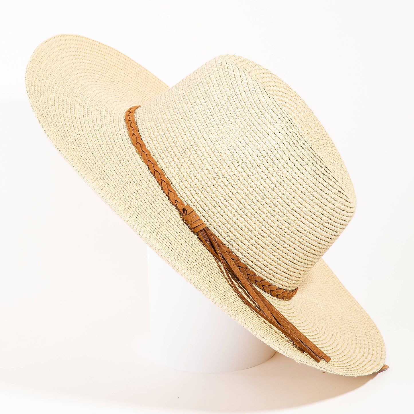 Collections by Fame Accessories - Braided Rope Strap Floppy Brim Sun Hat