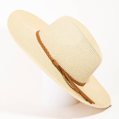 Collections by Fame Accessories - Braided Rope Strap Floppy Brim Sun Hat