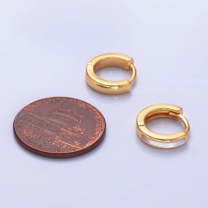 Aim Eternal - 16K Gold Filled 12mm Shell Pearl Lined Cartilage Huggie Earrings | P405