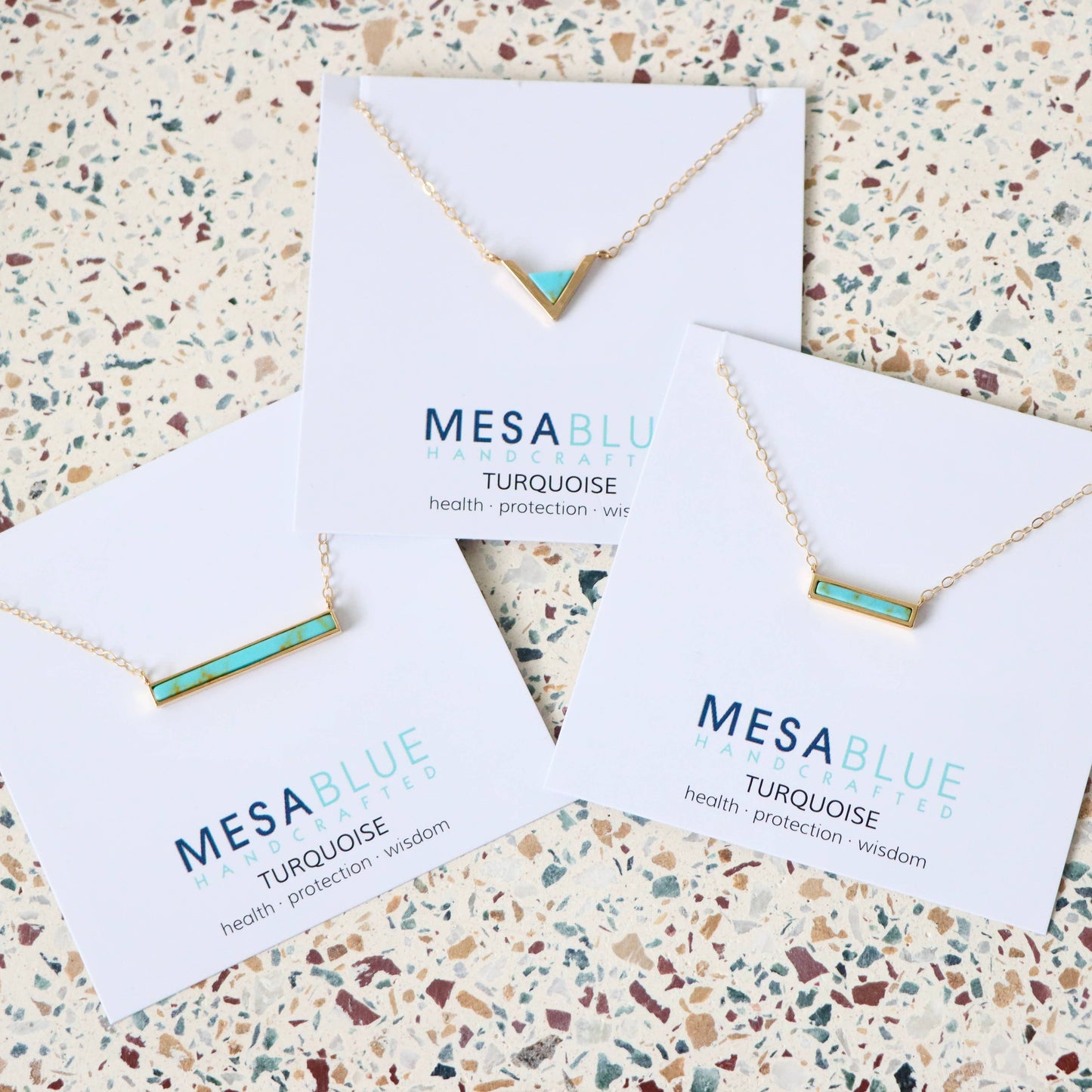 Mesa Blue - Turquoise, White Turquoise Bar Necklace