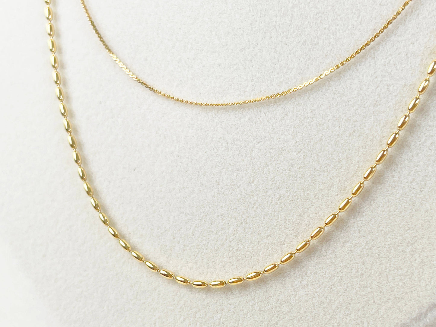 Melange Blanc - N018 gold double strand dainty chain minimalist necklace