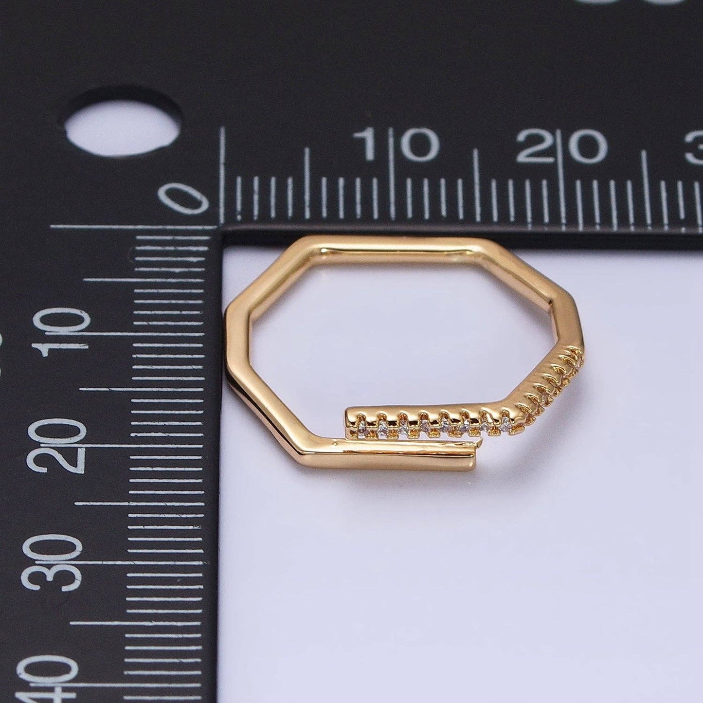 Aim Eternal - Thin Hexagon Ring Modern Minimalist Geometric Ring Honeycomb stackable ring in Gold Silver with Micro Pave Cz Stone Y617 Y618