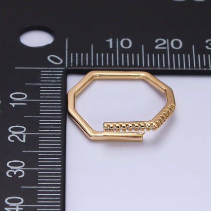 Aim Eternal - Thin Hexagon Ring Modern Minimalist Geometric Ring Honeycomb stackable ring in Gold Silver with Micro Pave Cz Stone Y617 Y618