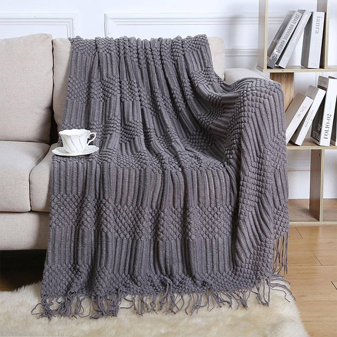 Fennco Styles - Waffle Stripe 50x60 Inch Throw Blanket