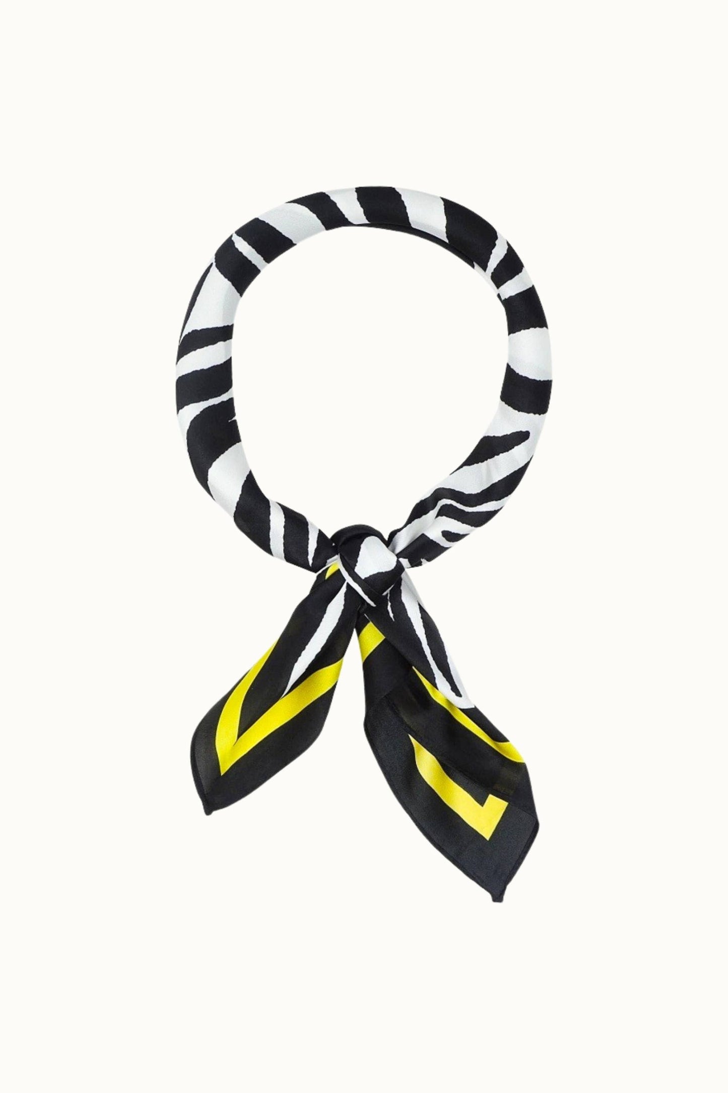 Olive & Pique - "So Silky" Satin Neckerchief Scarf, Versatile, Yellow Zebra