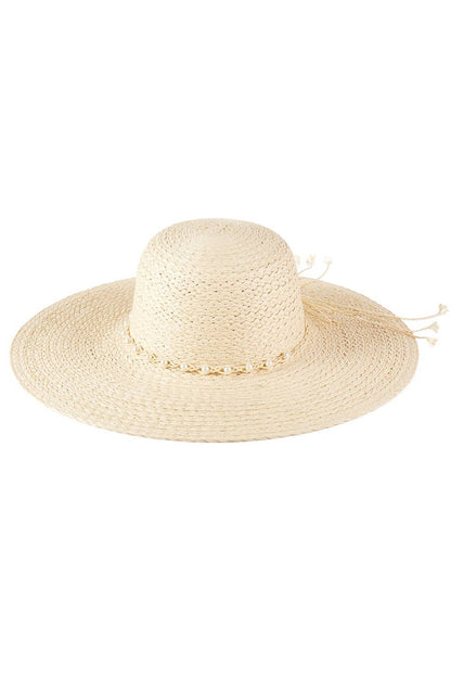 Collections by Fame Accessories - Braided Pearl Band Floppy Sun Hat
