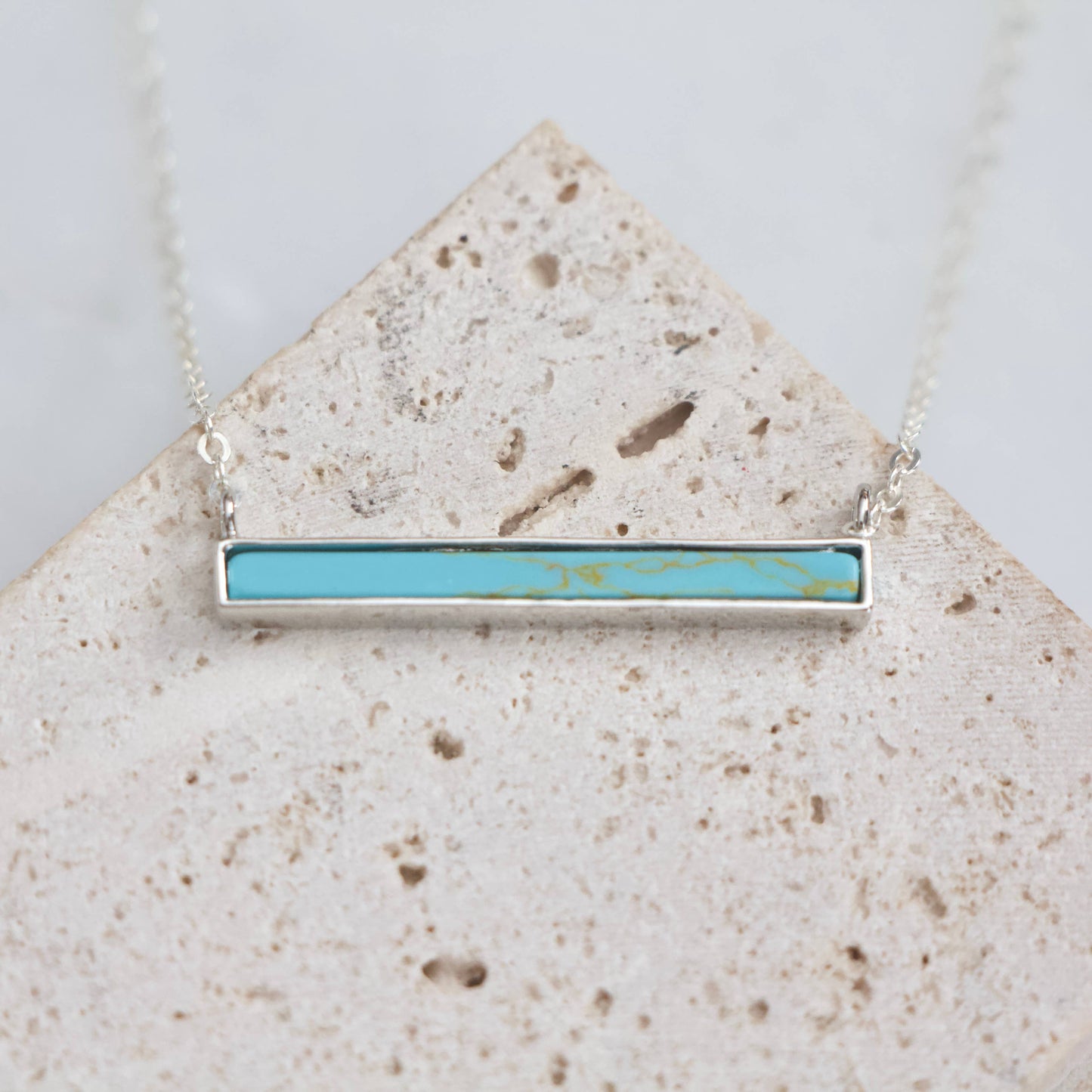 Mesa Blue - Turquoise, White Turquoise Bar Necklace