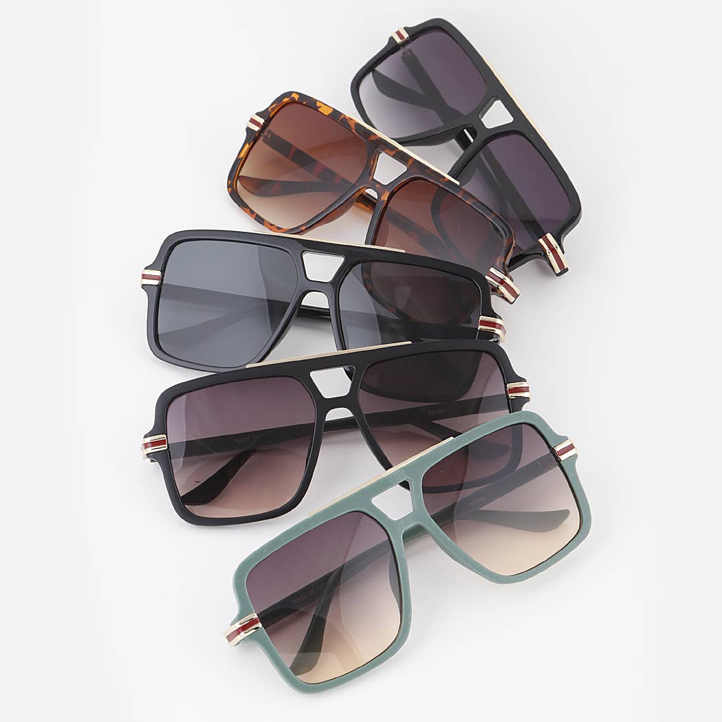 3AM BY H&D ACCESSORIES - Luxury Stripe Aviator Sunglasses