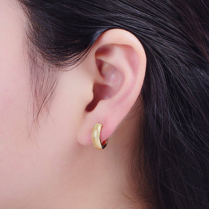 Aim Eternal - 24K Gold Filled 14mm Textured Beaded Huggie Hoop Earrings T-