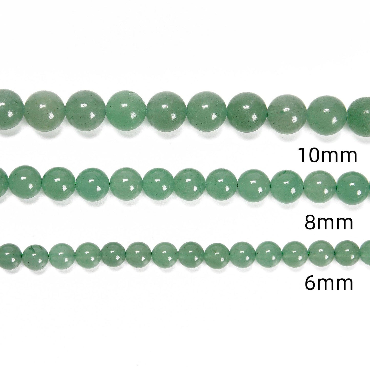 CRCBEADS - Green Aventurine Smooth Round Beads 4mm 6mm 8mm 10mm 12mm 15.5" Strand