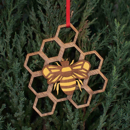 The Little Ornament Shop - Honey Bee with Comb Christmas Ornament
