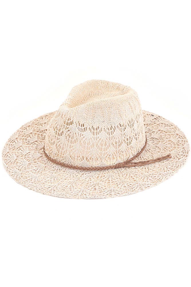 Hana - C.C Horseshoe Lace Knitting Summer Panama Hat