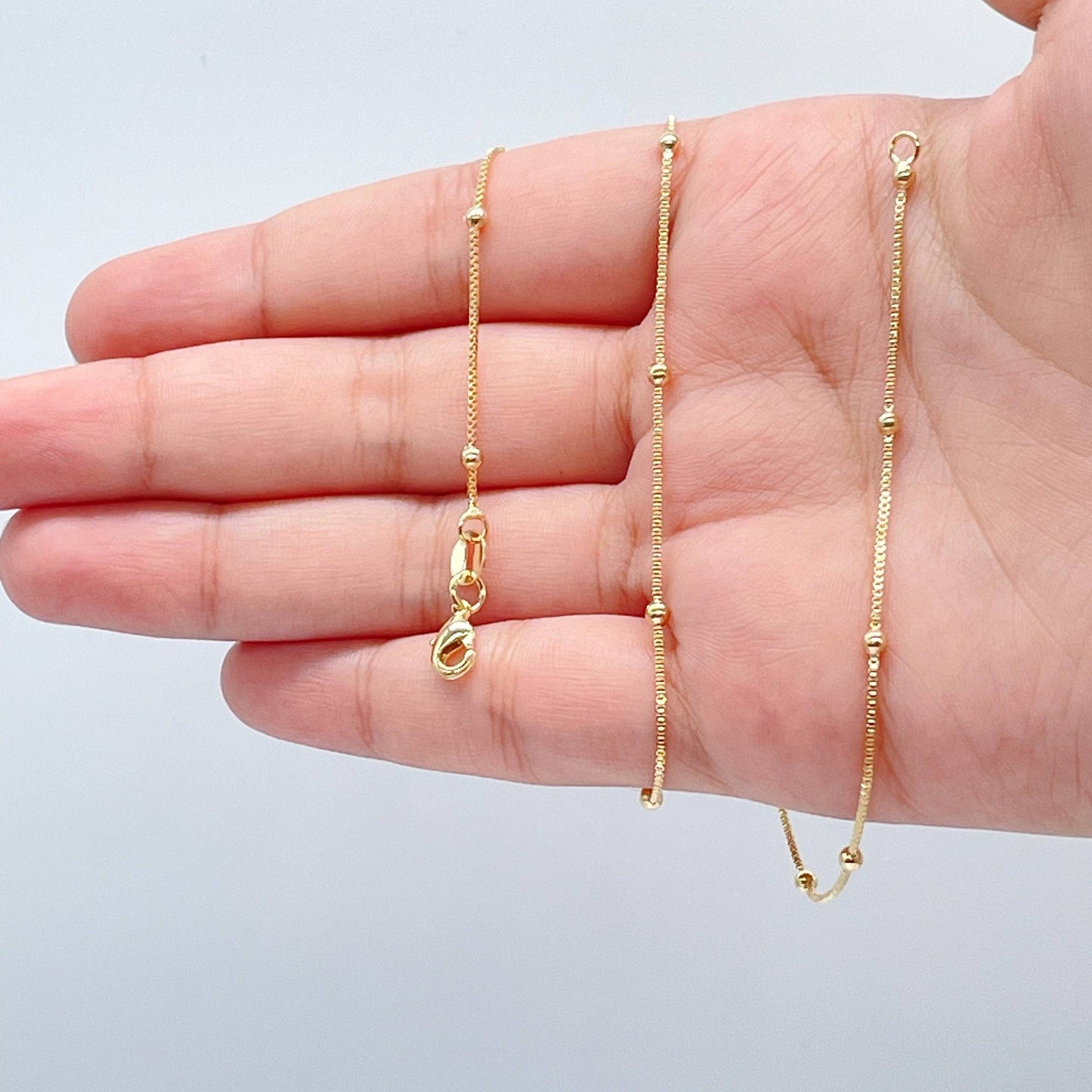 Milie Jewels - 18k Gold Filled Satellite Chain 1mm Necklace For Wholesale