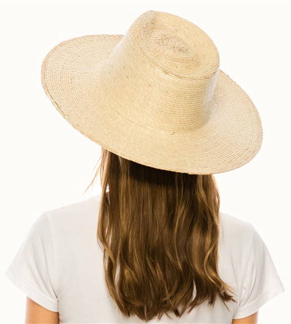 Olive & Pique - Palm Leaf Braid Straw Rancher Hat, UPF 50+