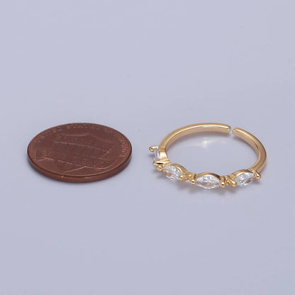 Aim Eternal - Elegant Clear Ellipse CZ Crystal Minimalist Gold Ring O2150