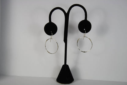 ER05 Ken’s handcrafted jewelry - Sterling Silver Earrings Large Circle