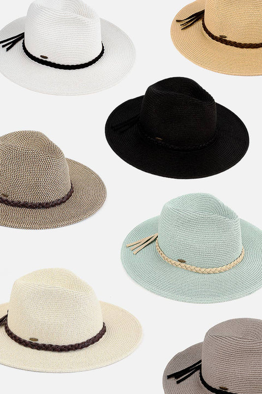 Hana - C.C Straw Panama Hat with Tied Ribbon