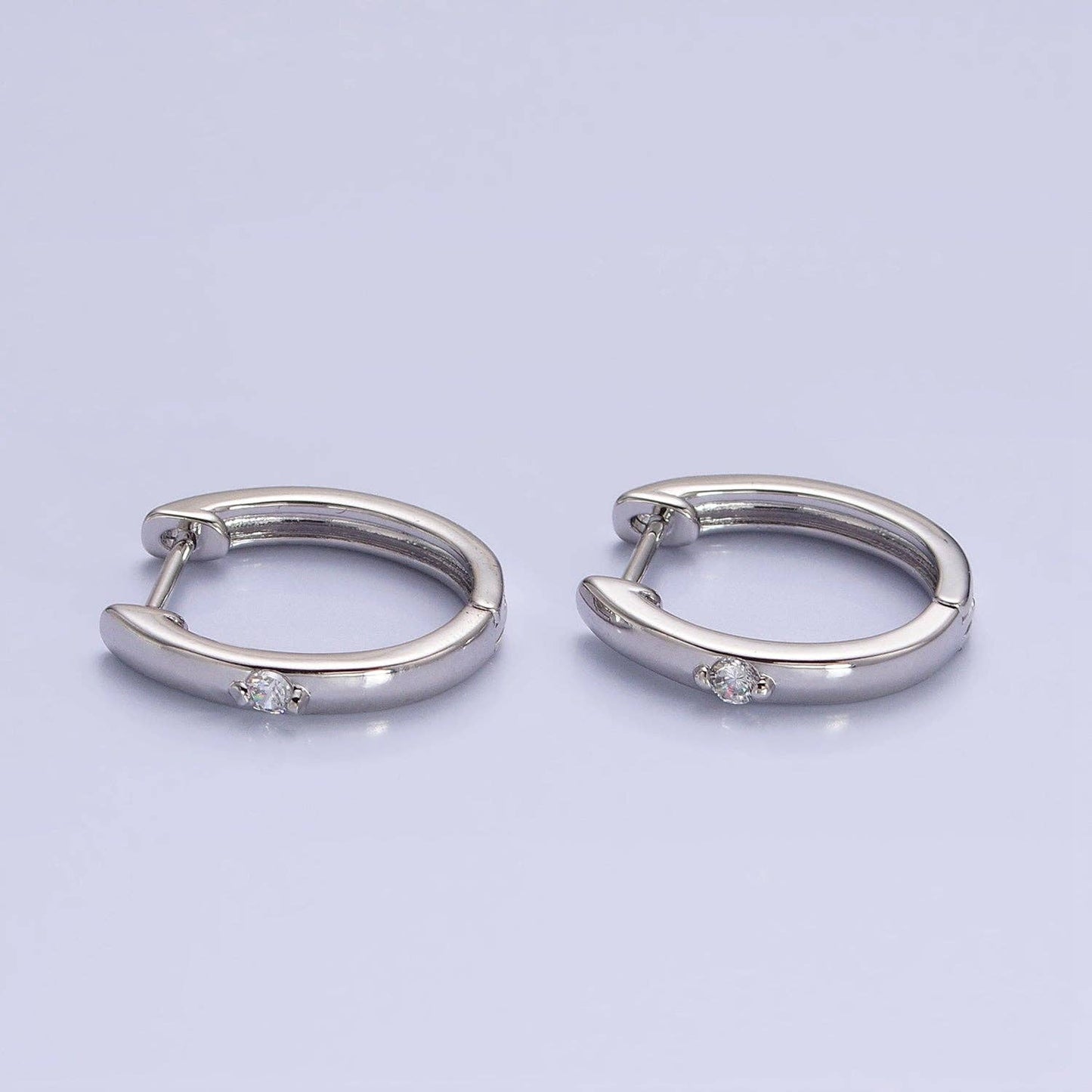 Aim Eternal - Gold Filled CZ Dotted Oval Minimalist Huggie Earrings