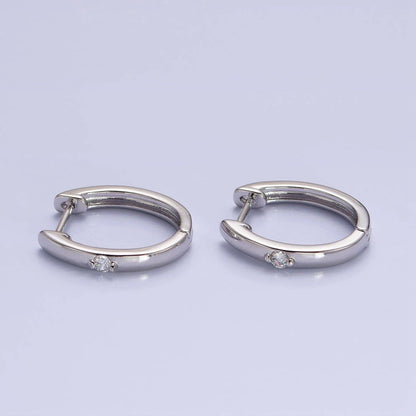 Aim Eternal - Gold Filled CZ Dotted Oval Minimalist Huggie Earrings