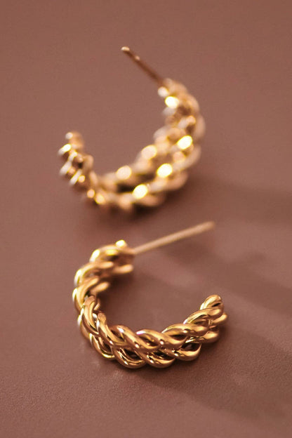MA207 Mia Accessories - 18K Gold Plated Waterproof Stainless Steel Hoop Earrings - 6883