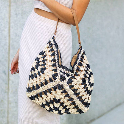Aili's Corner - Dahlia Woven Straw Shoulder Bag
