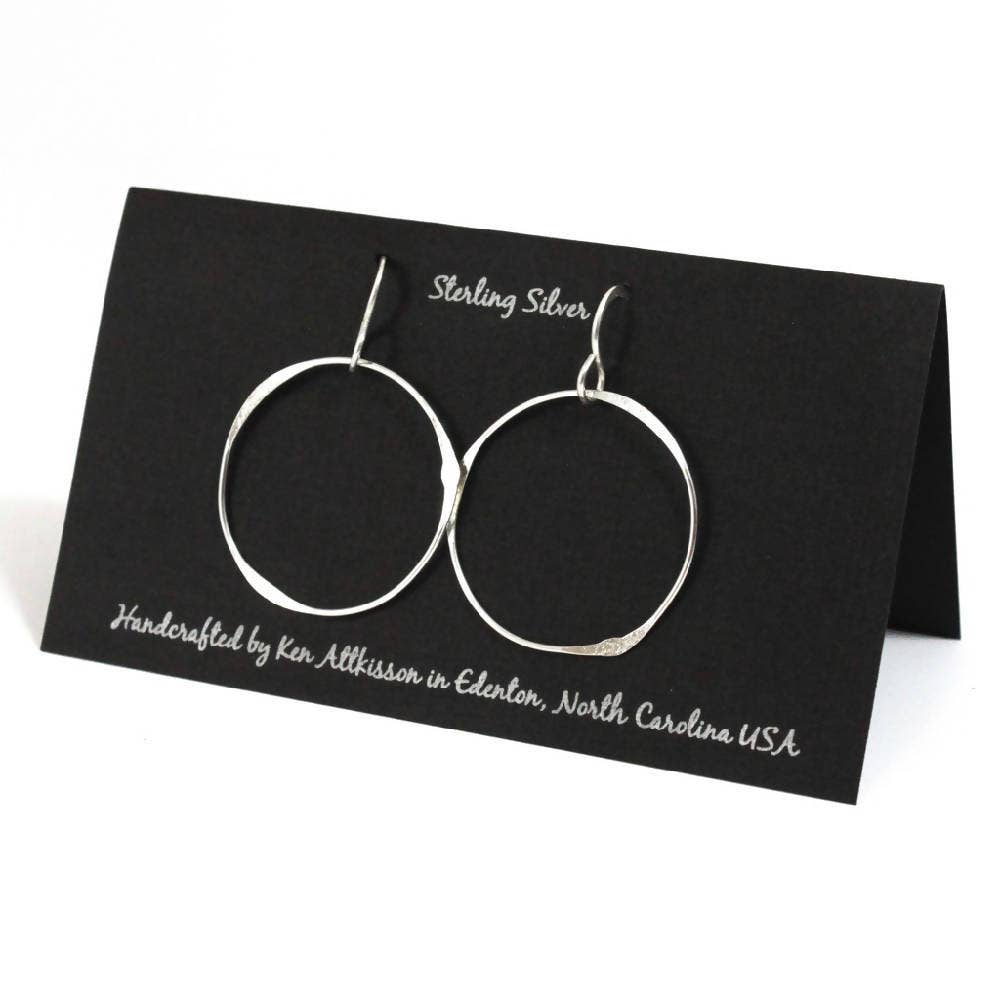 ER05 Ken’s handcrafted jewelry - Sterling Silver Earrings Large Circle