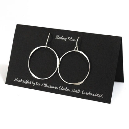 ER05 Ken’s handcrafted jewelry - Sterling Silver Earrings Large Circle