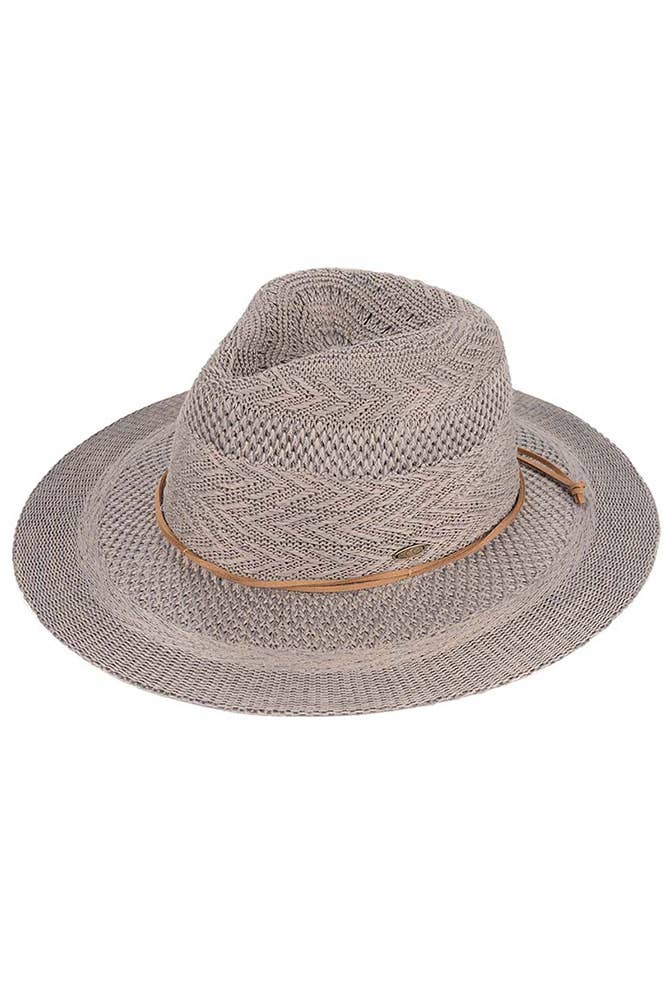 Hana - C.C Multi Pattern Suede String Band Panama Sun Hat